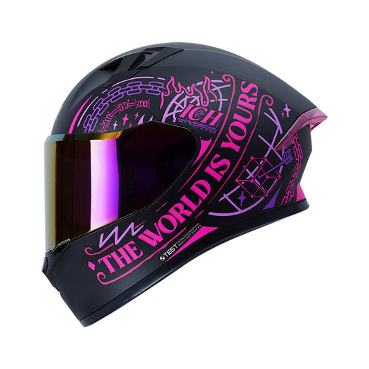 CASCO ICH ICH-503 NAS MATE NEGRO FUCSIA VISOR MORADO