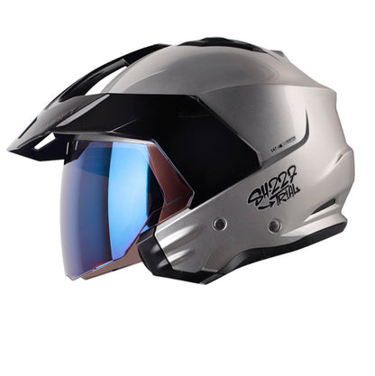 CASCO SHAFT SH-227 TRIAL SOLID CROMADO NEGRO VISOR IRIDIUM