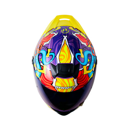 CASCO SHAFT SH-502 SURREALIS MORADO AMARILLO VISOR IRIDIUM