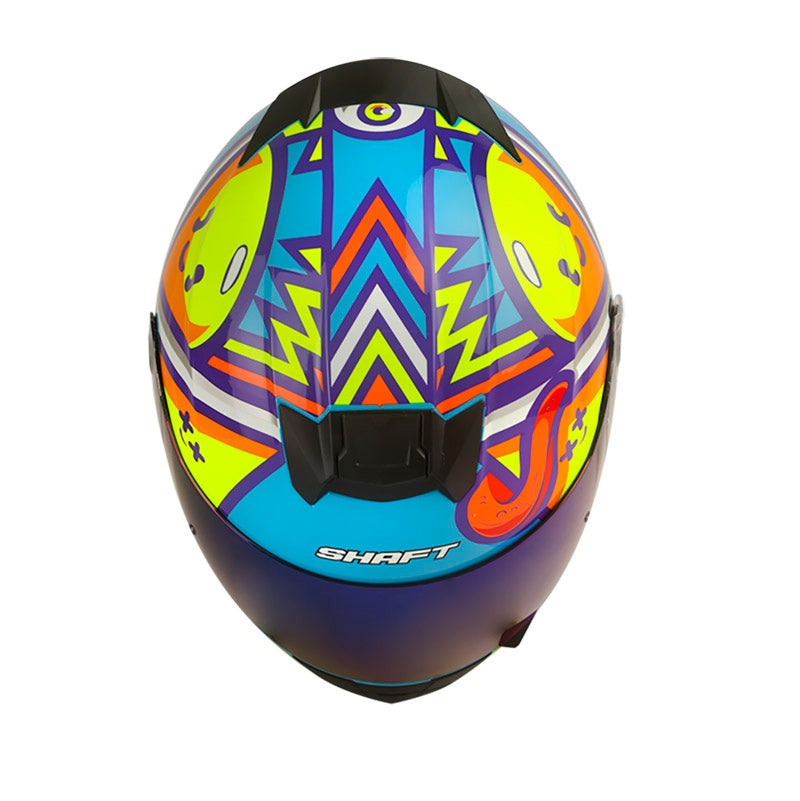 CASCO SHAFT SH-502 STYLE AZUL AMARILLO NEON VISOR IRIDIUM
