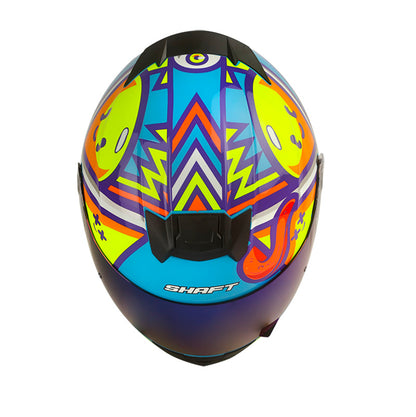 CASCO SHAFT SH-502 STYLE AZUL AMARILLO NEON VISOR IRIDIUM
