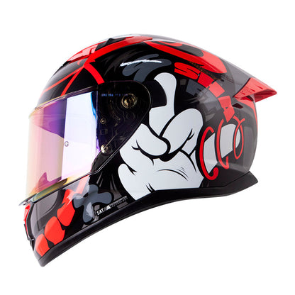 CASCO SHAFT SH-522SP BEARTY NEGRO ROJO VISOR IRIDIUM ROJO