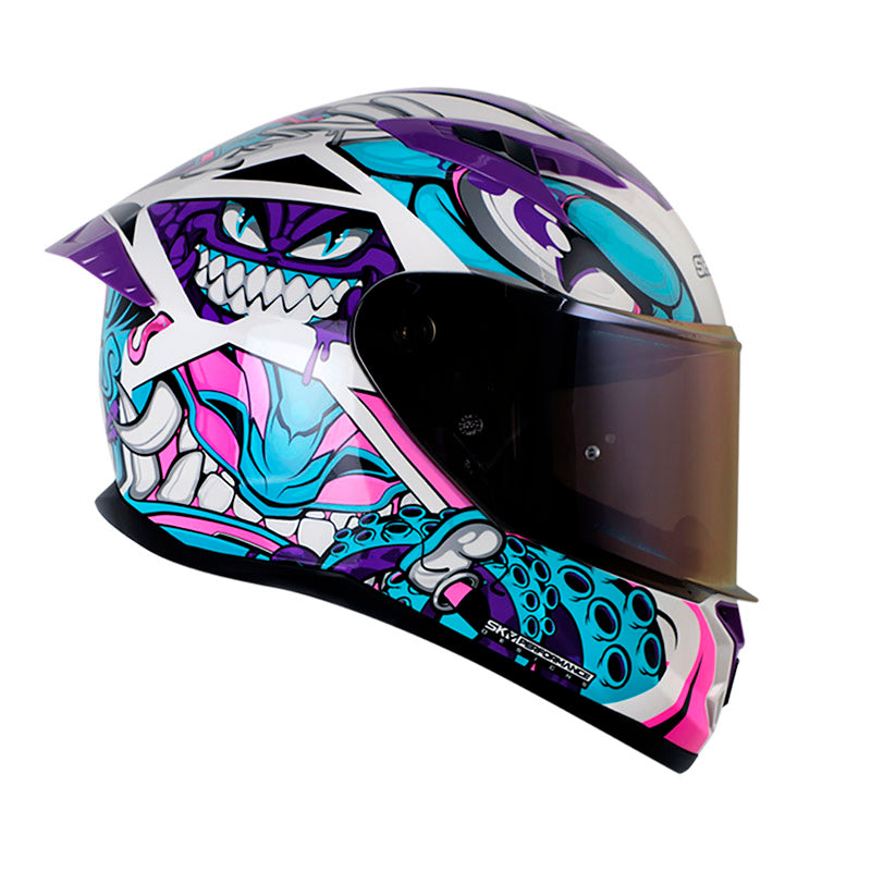 CASCO SHAFT SH-522SP COMIC MONSTER EVO BLANCO MORADO HUMO
