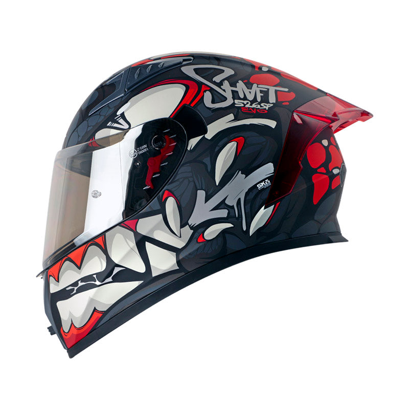 CASCO SHAFT SH-526SP DANO MATE NEGRO GRIS VISOR PLATA