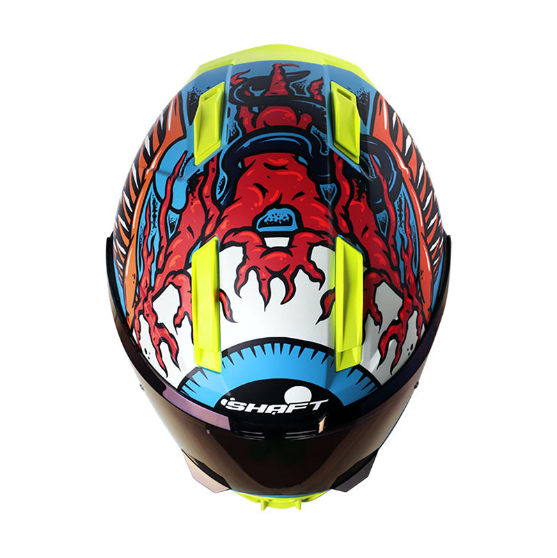 CASCO SHAFT SH-595 OLD SKULL MATE AZUL ROJO VISOR IRIDIUM