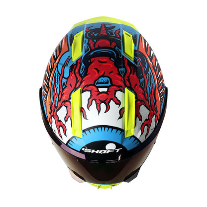 CASCO SHAFT SH-595 OLD SKULL MATE AZUL ROJO VISOR IRIDIUM