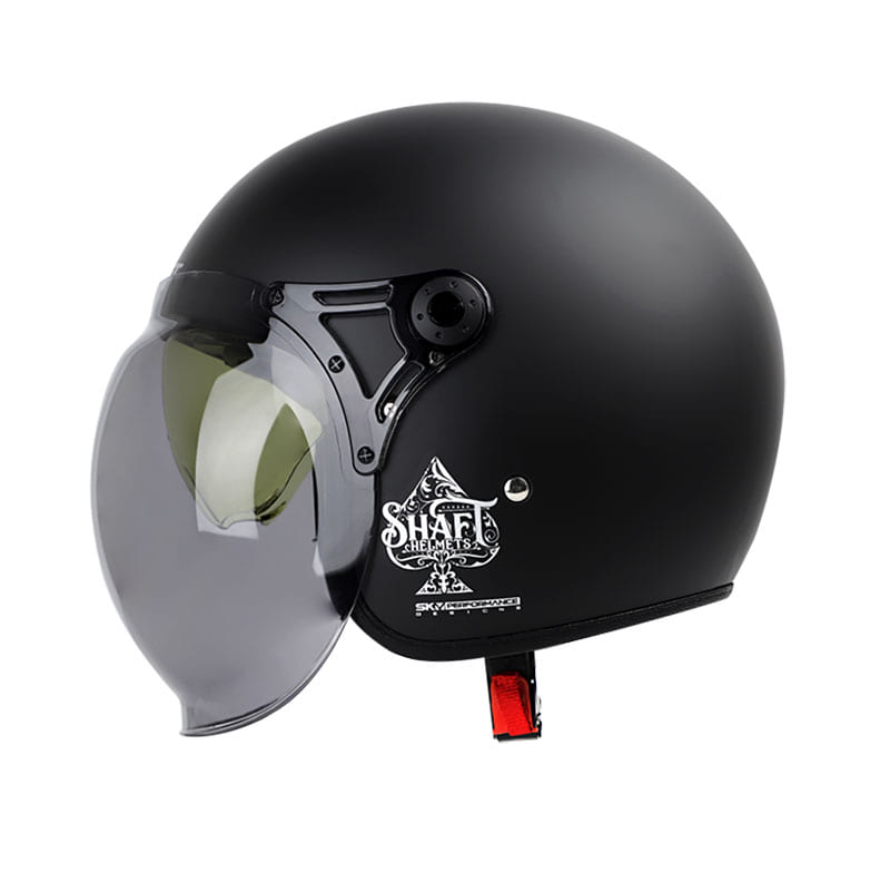 CASCO SHAFT SH-121 SCRAMBLE SOLID MATE NEGRO GRIS VISOR HUMO