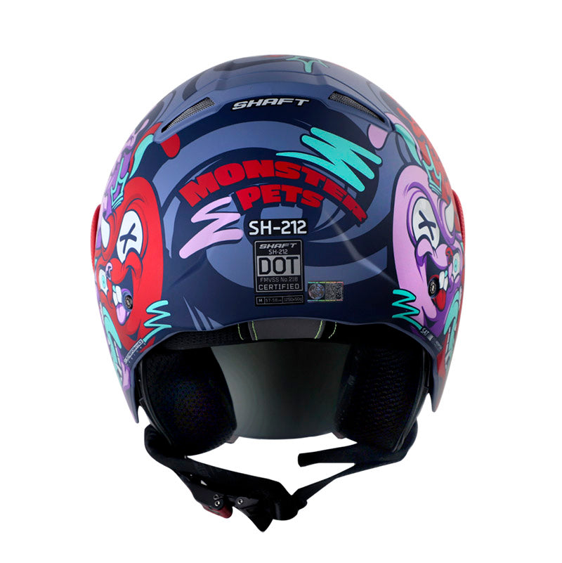 CASCO SHAFT SH-212 MONSTER PETS MATE AZUL ROJO VISOR ROJO