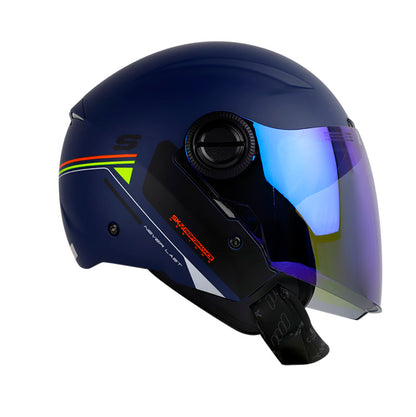 CASCO SHAFT SH-212 PURE AZUL NAVY BLANCO VISOR HUMO