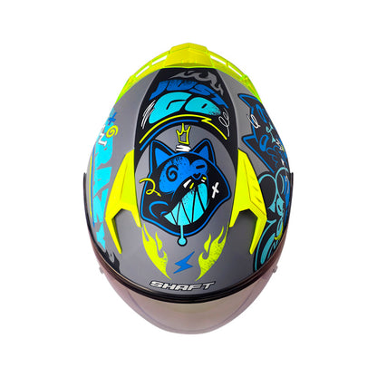 CASCO SHAFT SH-226GT ANYMANIAC MATE GRIS AZUL VISOR IRIDIUM