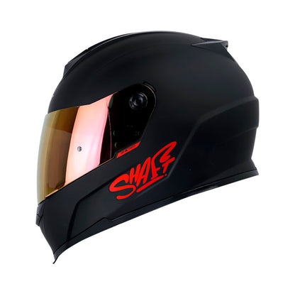 CASCO SHAFT SH-502 SOLID MATE NEGRO ROJO VISOR IRIDIUM ROJO