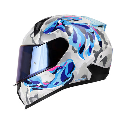CASCO SHAFT SH-560 AQUARIA BLANCO AZUL VISOR IRIDIUM AZUL