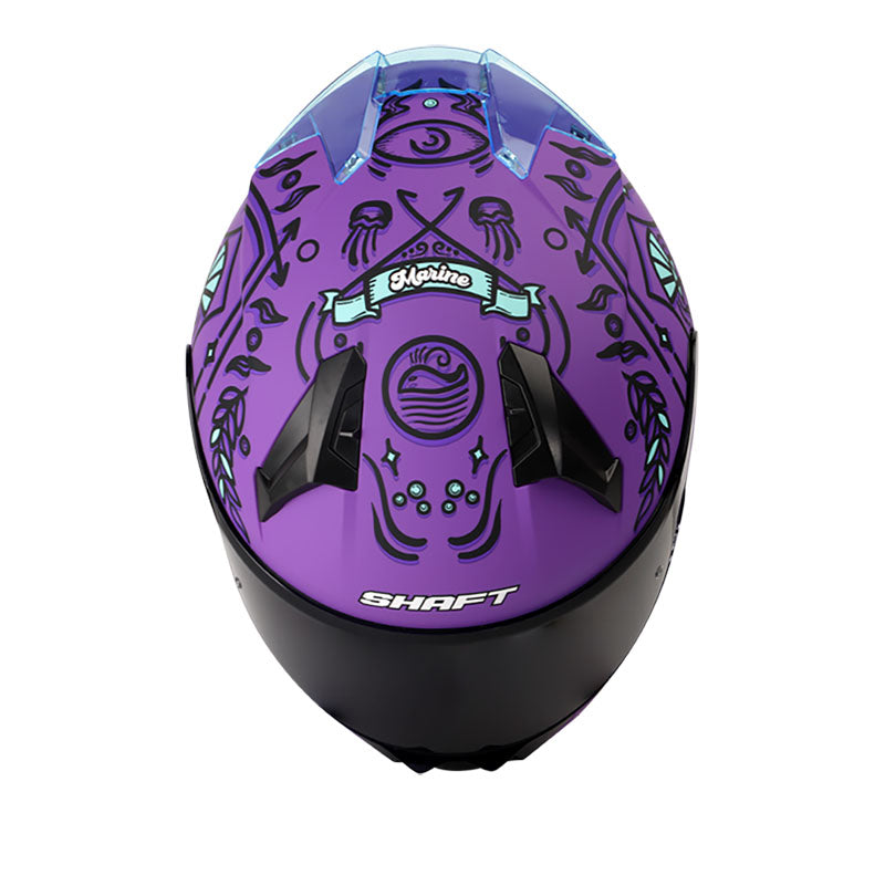 CASCO SHAFT SH-560 MARINE MATE MORADO TURQUESA VISOR HUMO