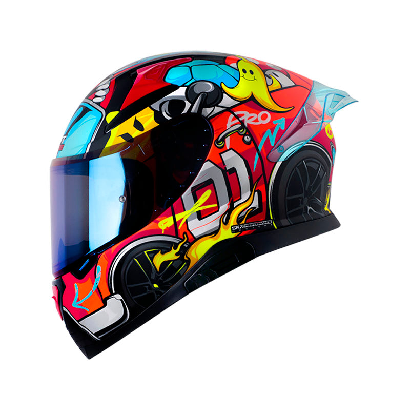CASCO SHAFT SH-612DV PRO CRAZY CAR MATE ROJO AZUL