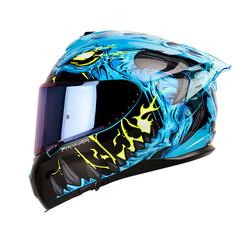 CASCO SHAFT SHPRO-610EVO DRAGON FIRE AZUL AMARILLO NEON