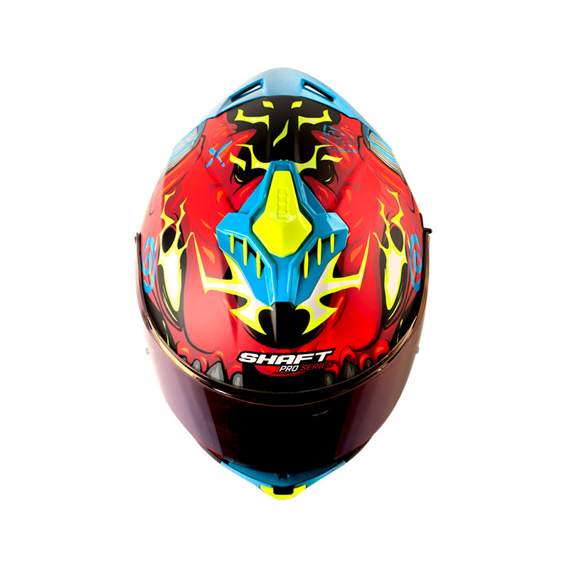 CASCO SHAFT SH-611RS PRO DRAKON MATE ROJO AZUL VISOR IRIDIUM