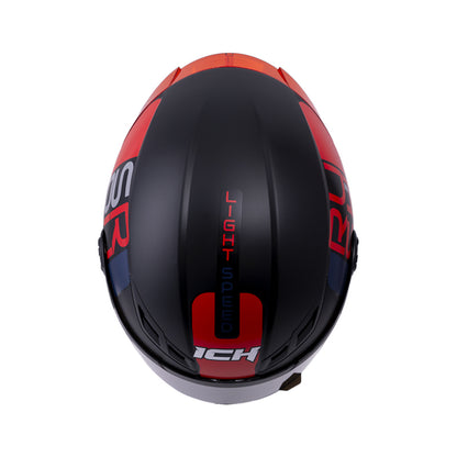 CASCO ICH ICH-501SP DOPE MATE NEGRO ROJO VISOR HUMO