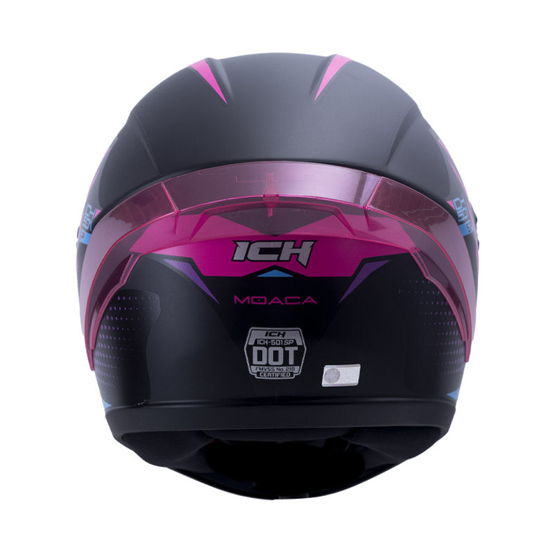 CASCO ICH ICH-501SP MOACA MATE NEGRO FUCSIA VISOR HUMO