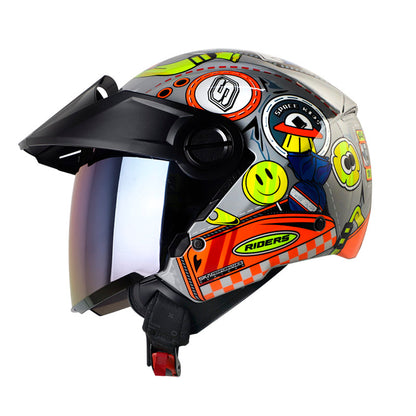 CASCO SHAFT SH-212 BAGGAGE GRIS NARANJA NEON VISOR IRIDIUM