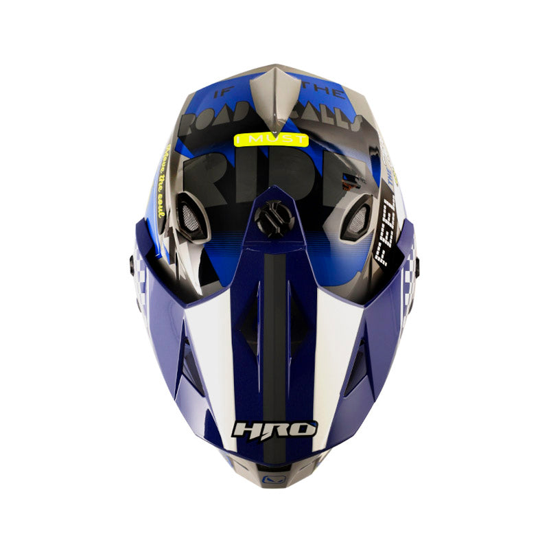 CASCO HRO HRO-MX330DV BYE BYE GRIS AZUL VISOR IRIDIUM AZUL
