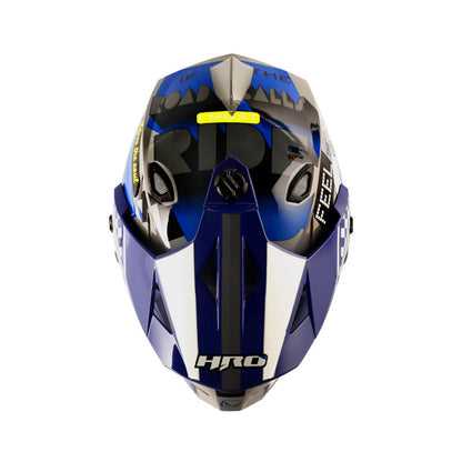 CASCO HRO HRO-MX330DV BYE BYE GRIS AZUL VISOR IRIDIUM AZUL
