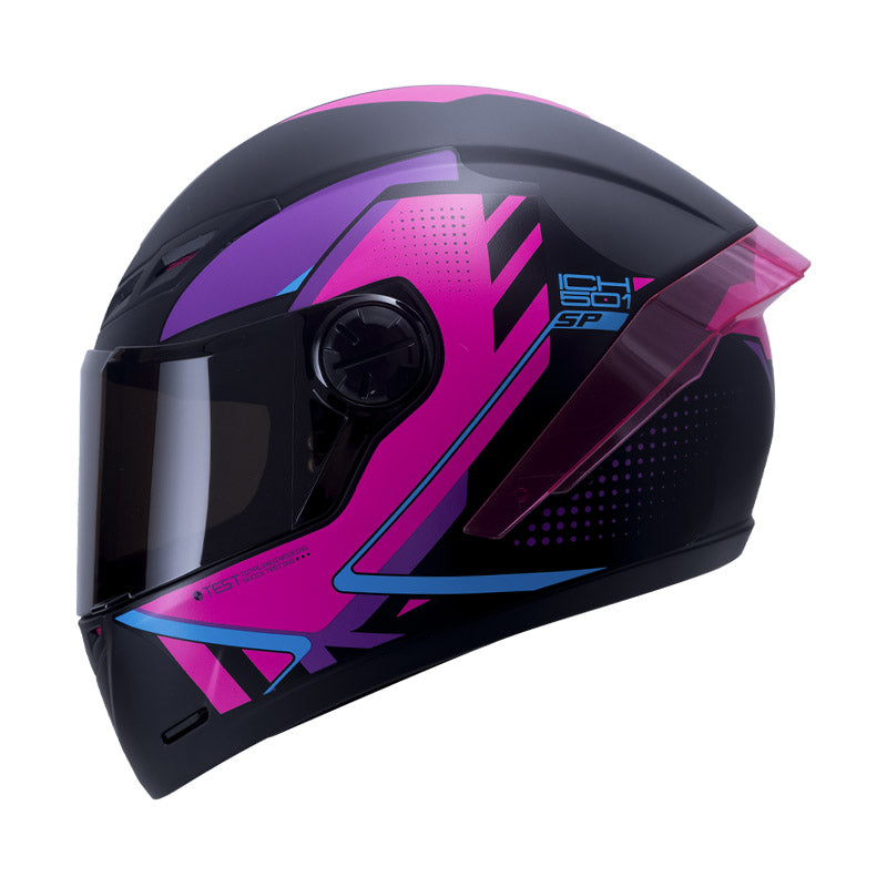 CASCO ICH ICH-501SP MOACA MATE NEGRO FUCSIA VISOR HUMO