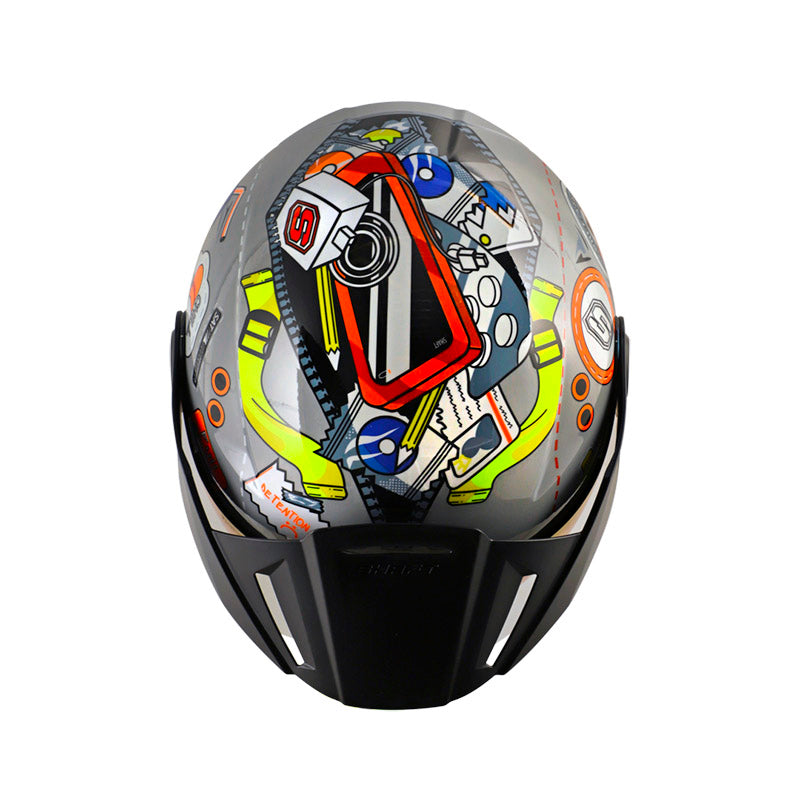 CASCO SHAFT SH-212 BAGGAGE GRIS NARANJA NEON VISOR IRIDIUM