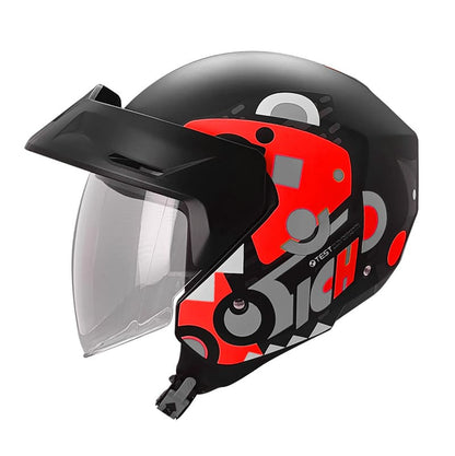 CASCO ICH ICH-101 SHAPES MATE NEGRO ROJO