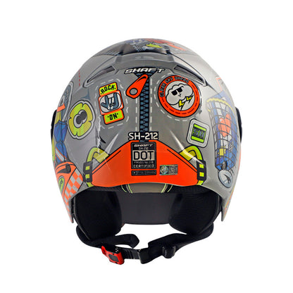 CASCO SHAFT SH-212 BAGGAGE GRIS NARANJA NEON VISOR IRIDIUM