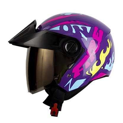 CASCO ICH ICH-102 FIRE MATE MORADO FUCSIA VISOR AMARILLO