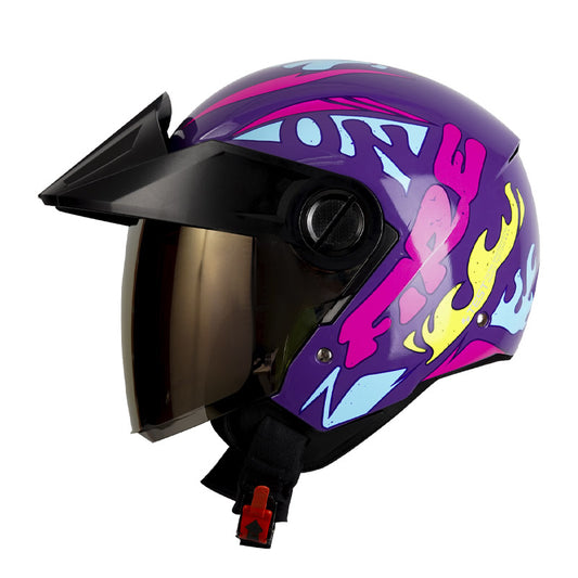 CASCO ICH ICH-102 FIRE MATE MORADO FUCSIA VISOR AMARILLO