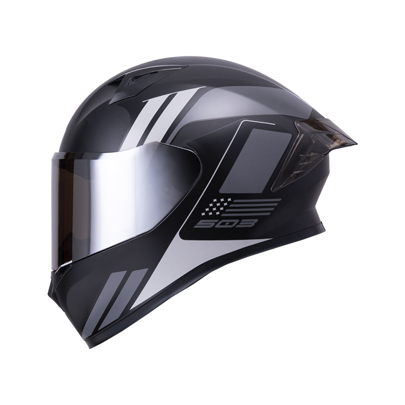 CASCO ICH-503 NEZA MATE NEGRO GRIS VISOR PLATA