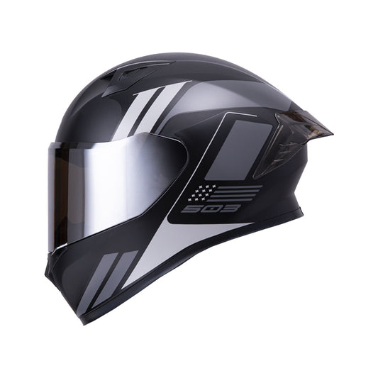 CASCO ICH-503 NEZA MATE NEGRO GRIS VISOR PLATA