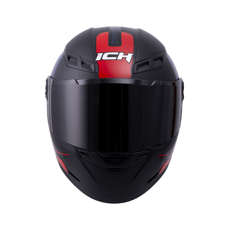 CASCO ICH ICH-501SP DOPE MATE NEGRO ROJO VISOR HUMO