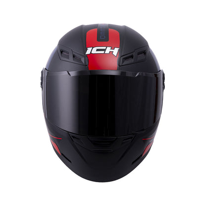CASCO ICH ICH-501SP DOPE MATE NEGRO ROJO VISOR HUMO