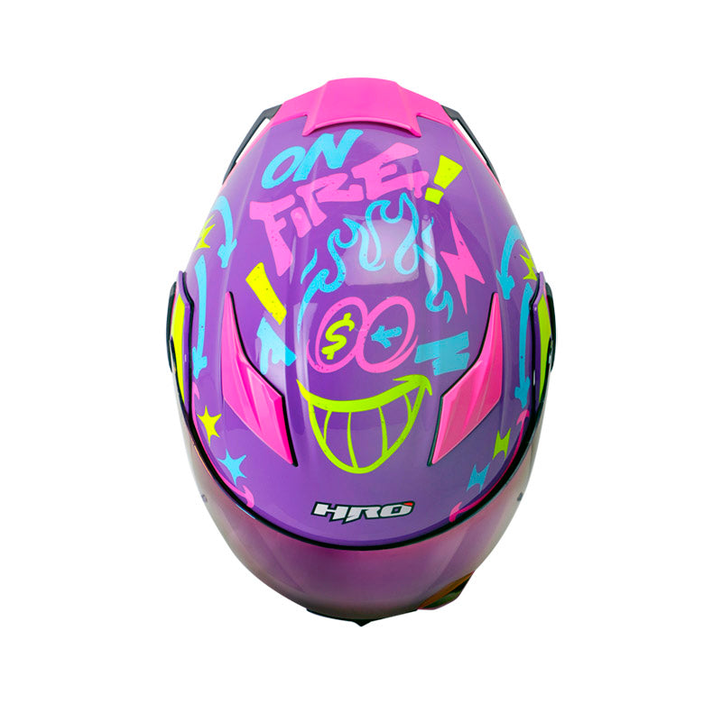 CASCO HRO HRO-3400DV YEAH MORADO AZUL CANDY VISOR HUMO