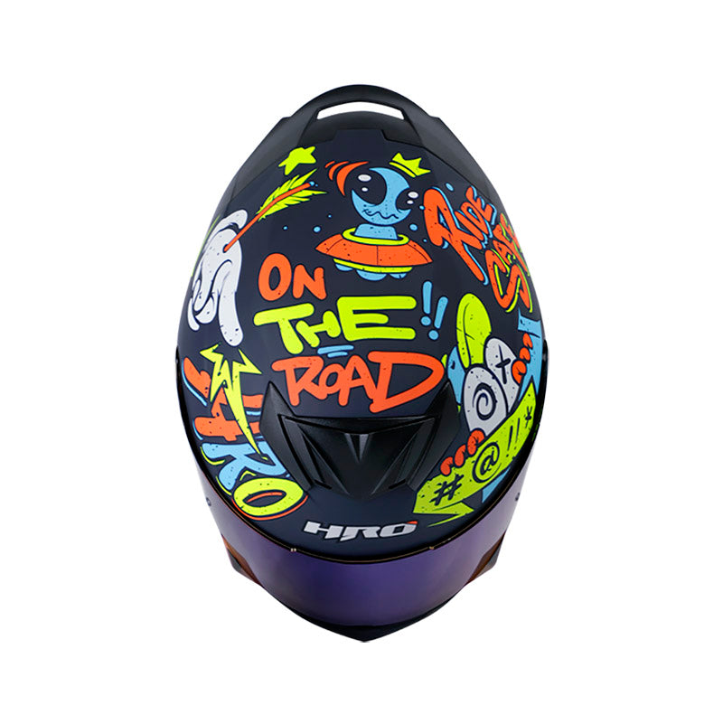 CASCO HRO HRO-511 GHOST MATE AZUL NAVY NARANJA VISOR HUMO