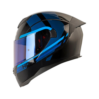 CASCO HRO HRO-511 NET NEGRO AZUL VISOR IRIDIUM AZUL