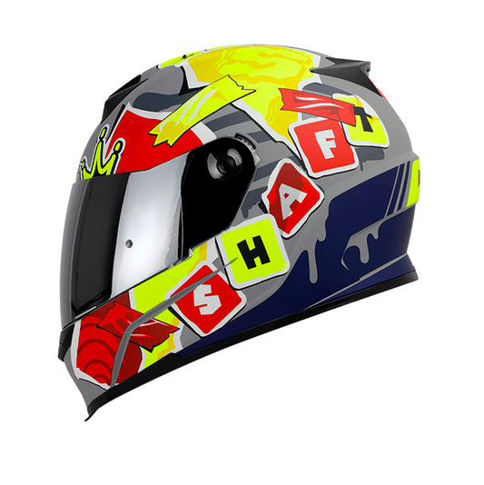CASCO SHAFT SH-502 PRINT MATE NARDO AMARILLO VISOR PLATA