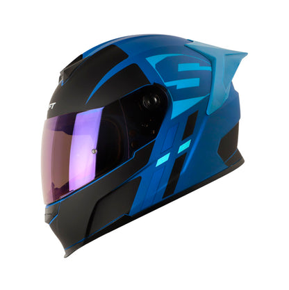 CASCO SHAFT SH-502 LUKE MATE AZUL NEGRO VISOR IRIDIUM AZUL