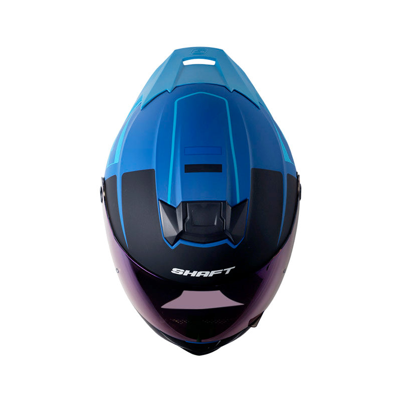 CASCO SHAFT SH-502 LUKE MATE AZUL NEGRO VISOR IRIDIUM AZUL