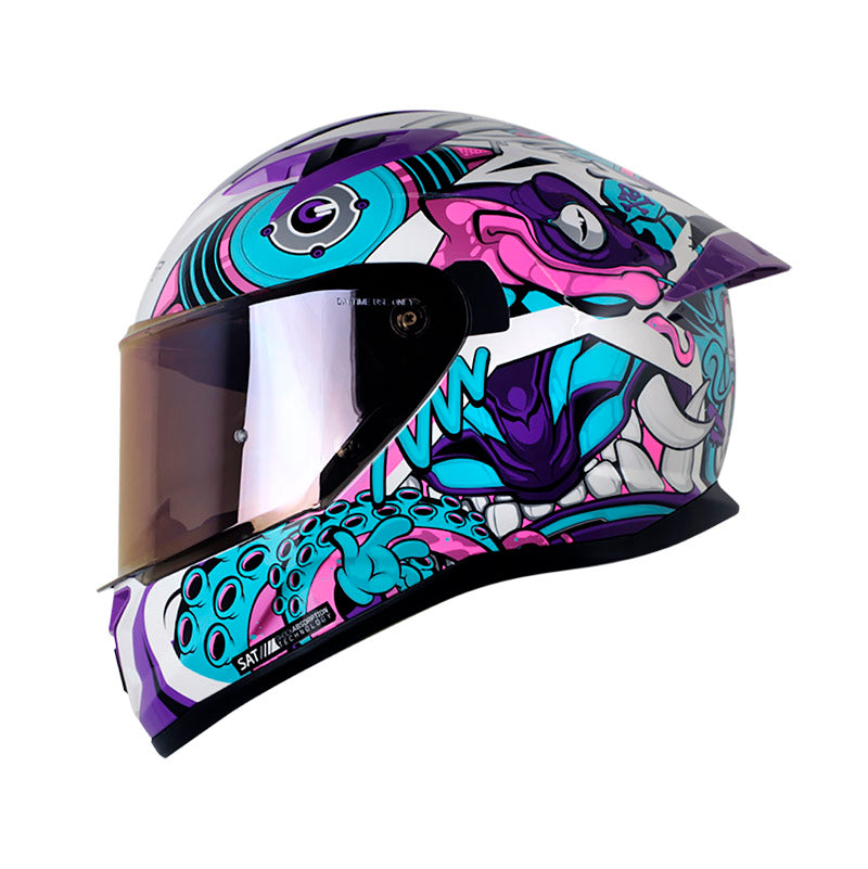 CASCO SHAFT SH-522SP COMIC MONSTER EVO BLANCO MORADO HUMO