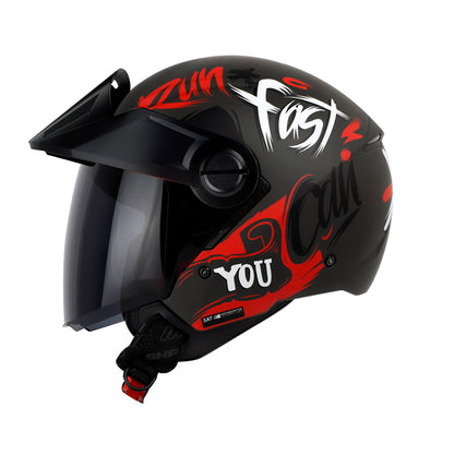 CASCO SHAFT SH-212 DROP MATE NEGRO ROJO VISOR HUMO