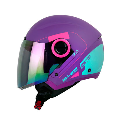 CASCO SHAFT SH-212 LOUVRE MATE MORADO TURQUESA VISOR HUMO