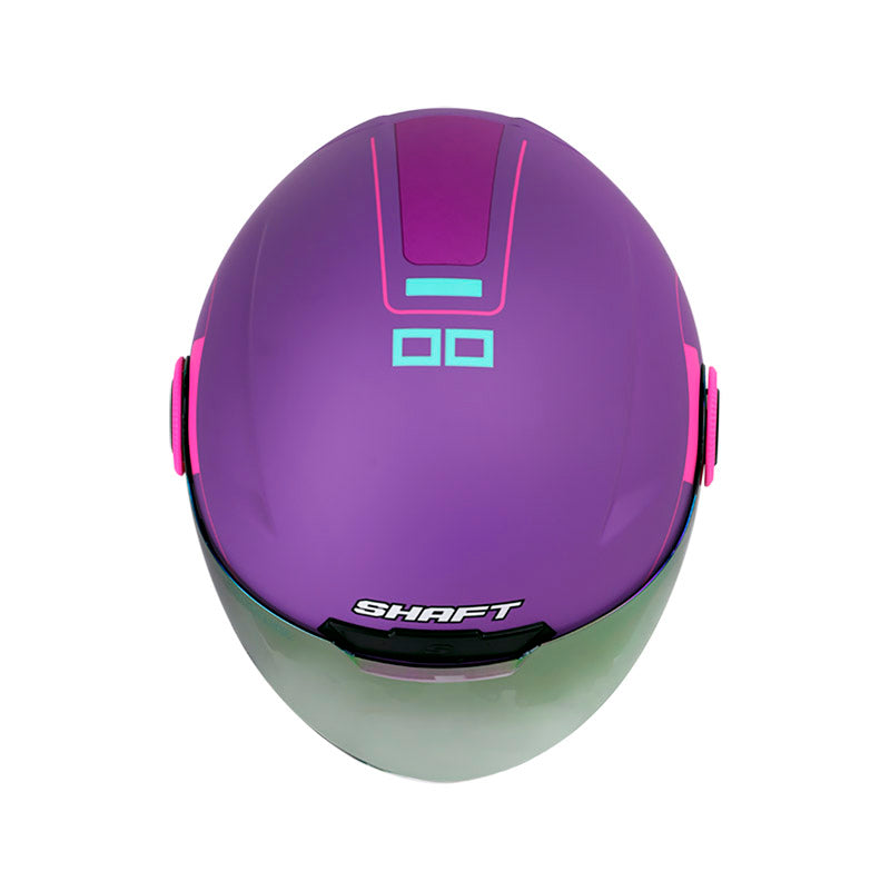 CASCO SHAFT SH-212 LOUVRE MATE MORADO TURQUESA VISOR HUMO