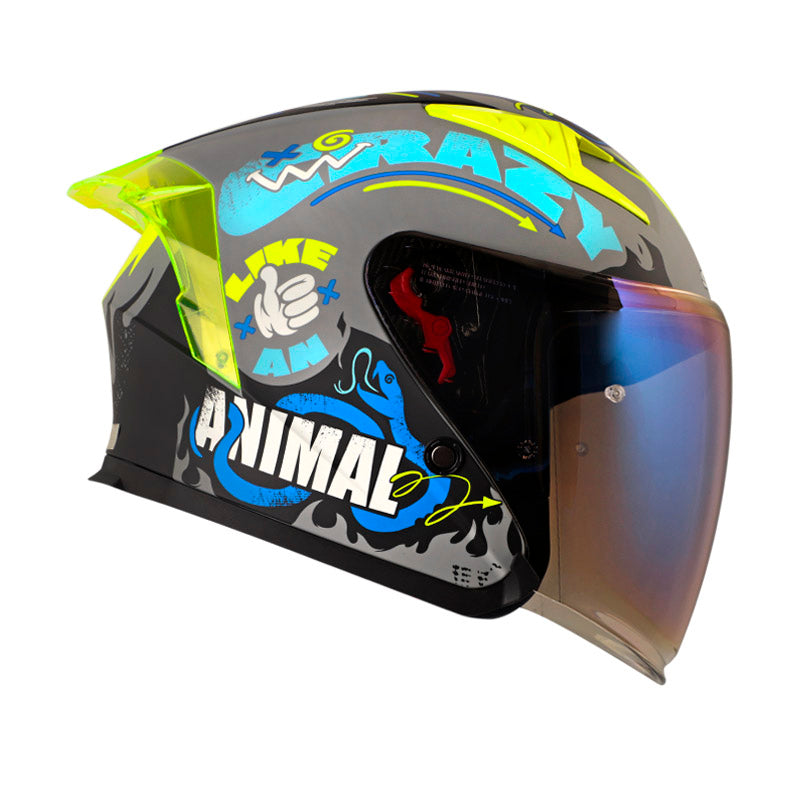 CASCO SHAFT SH-226GT ANYMANIAC MATE GRIS AZUL VISOR IRIDIUM