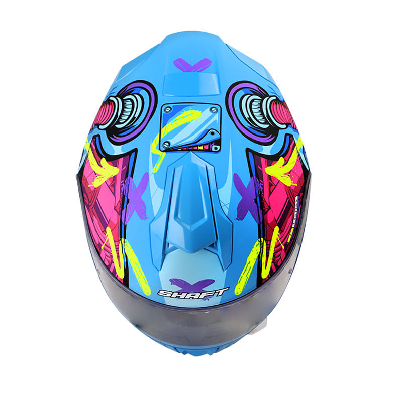 CASCO SHAFT SH-551 DEUS EX MACHINA MATE AZUL FUCSIA NEON