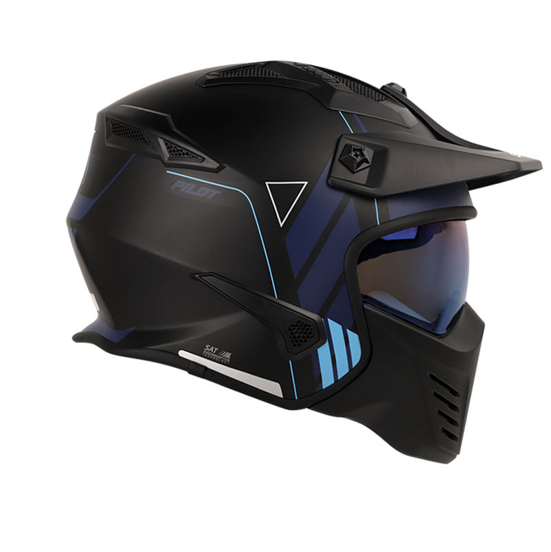 CASCO SHAFT SH-225 EXPERT MATE NEGRO AZUL VISOR IRIDIUM AZUL