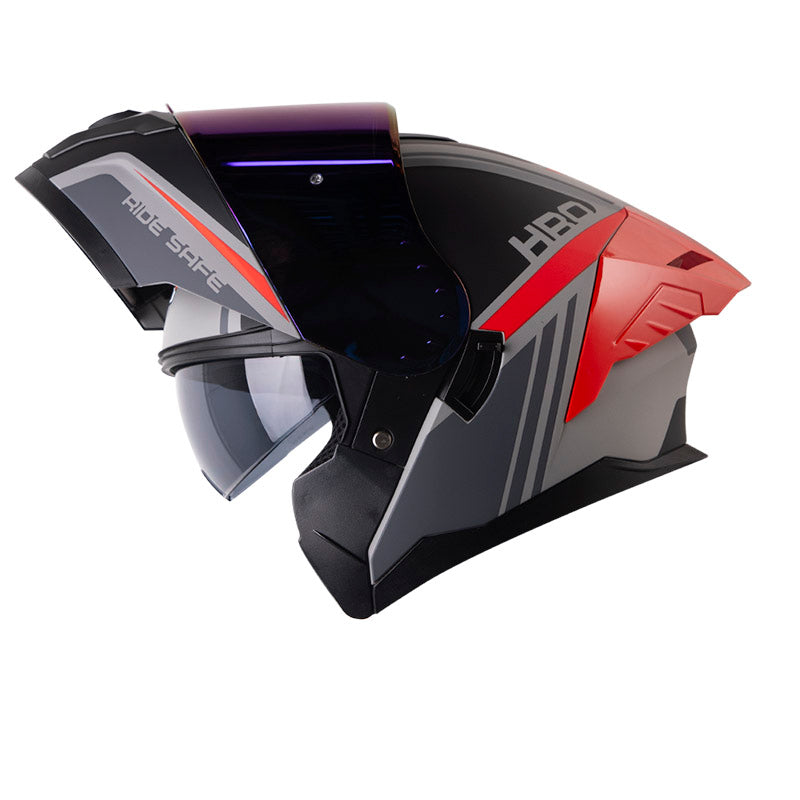 CASCO HRO HRO-3480DV EVO COLD MATE GRIS ROJO VISOR IRIDIUM