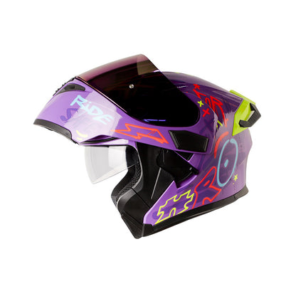 CASCO HRO HRO-3400DV EVO DESTROY MORADO AMARILLO NEON IRIDIUM